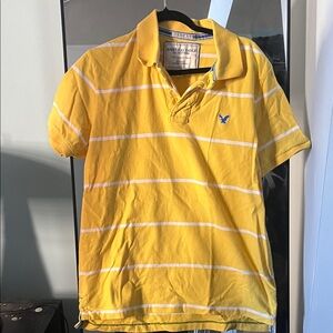 American Eagle Outfitters Men's Yellow Polo Shirt